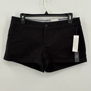 SO Heritage Sun Soft Chino Shorts Womens Size‎ 9 Black Low Rise Stretch Shortie